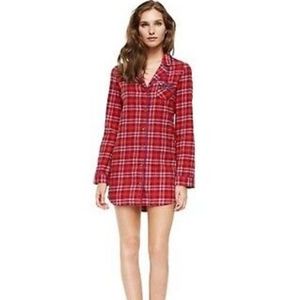 Juicy Couture cozy plaid flannel sleep shirt dress M